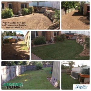 Examples of backyards that were bare and that have now been turfed and added grass