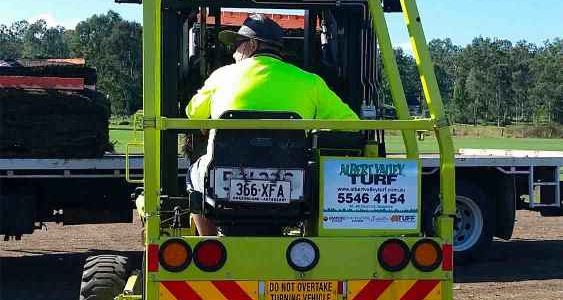 Our new sign on the back of the forklift. Look out for the truck and give Barry a wave